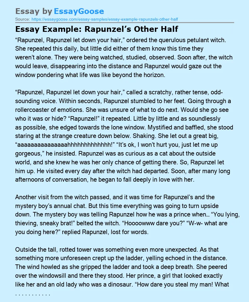 Essay Example: Rapunzel’s Other Half