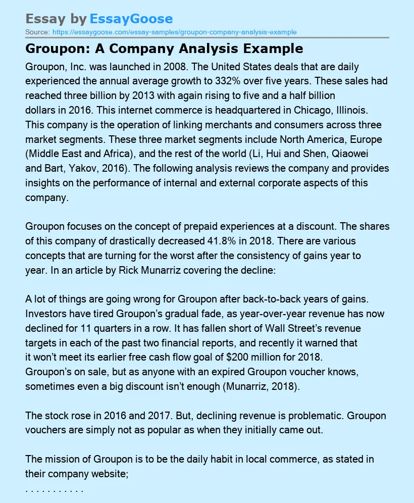 Groupon: A Company Analysis Example
