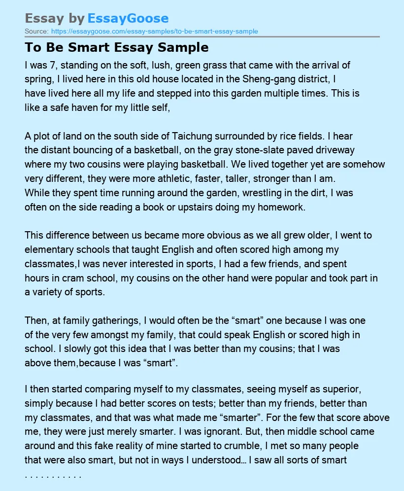 To Be Smart Essay Sample