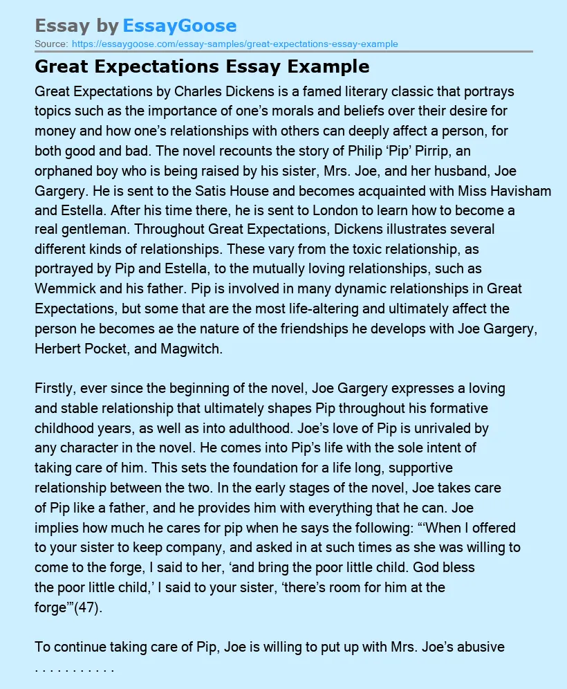 Great Expectations Essay Example