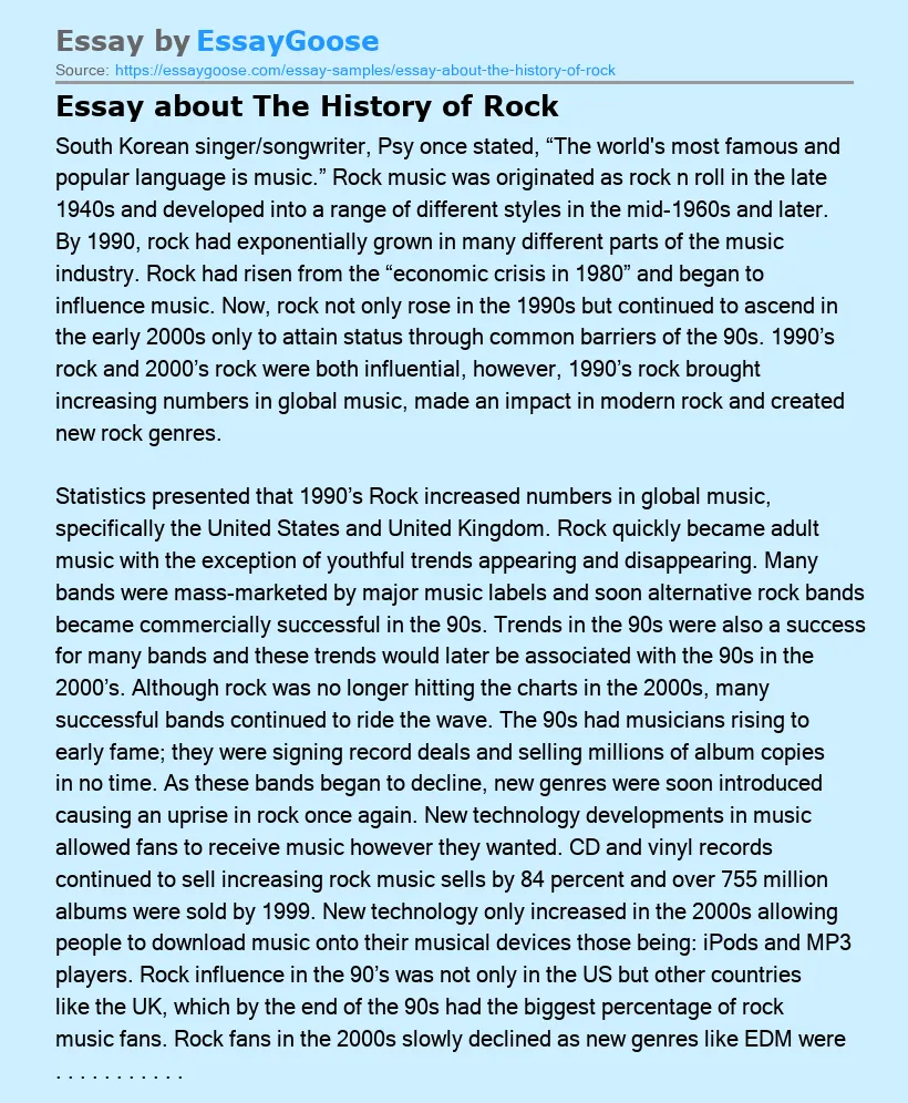 Essay about The History of Rock