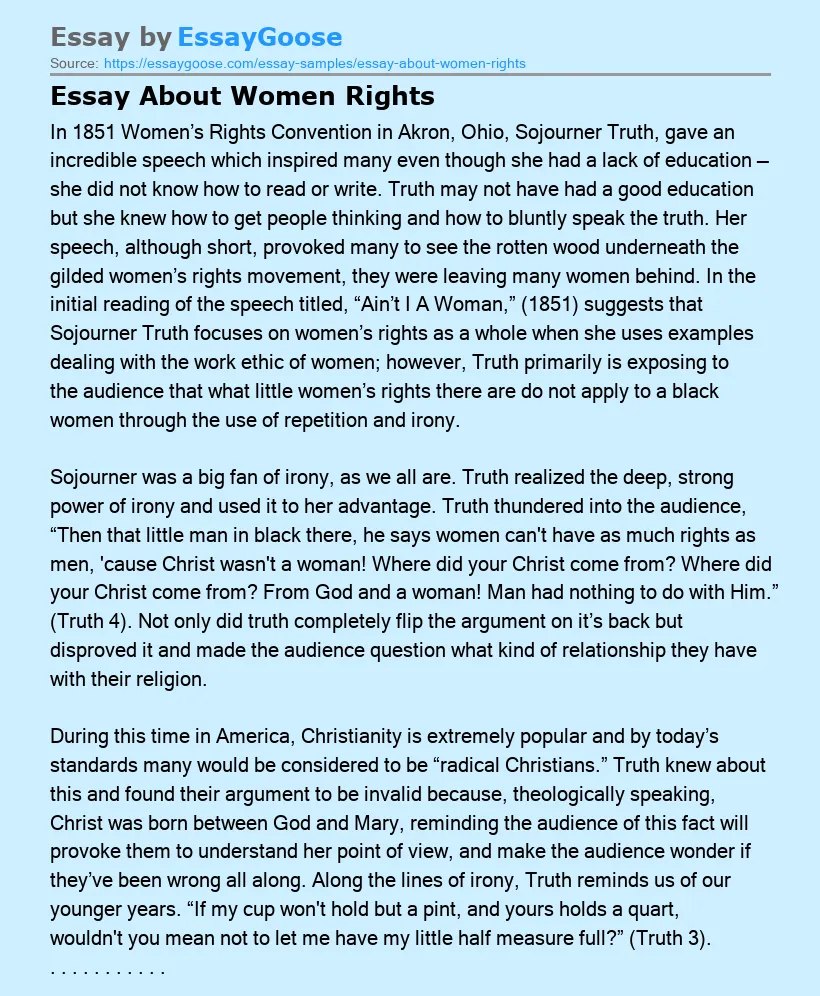 Essay About Women Rights