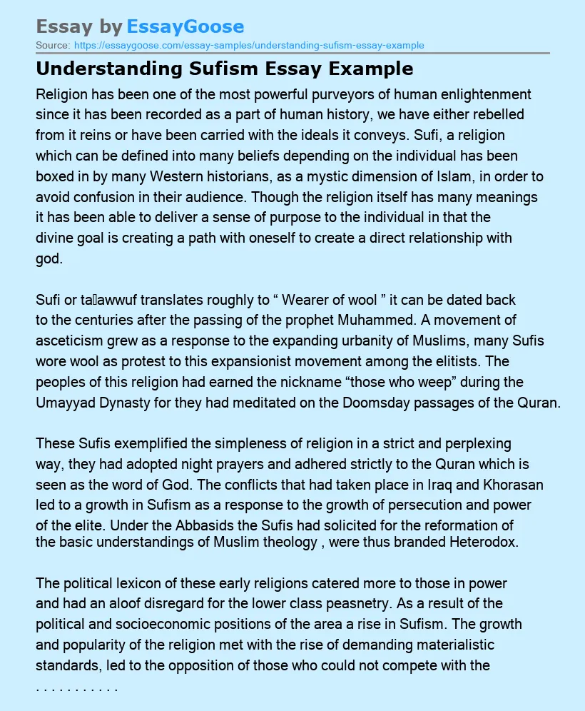 Understanding Sufism Essay Example
