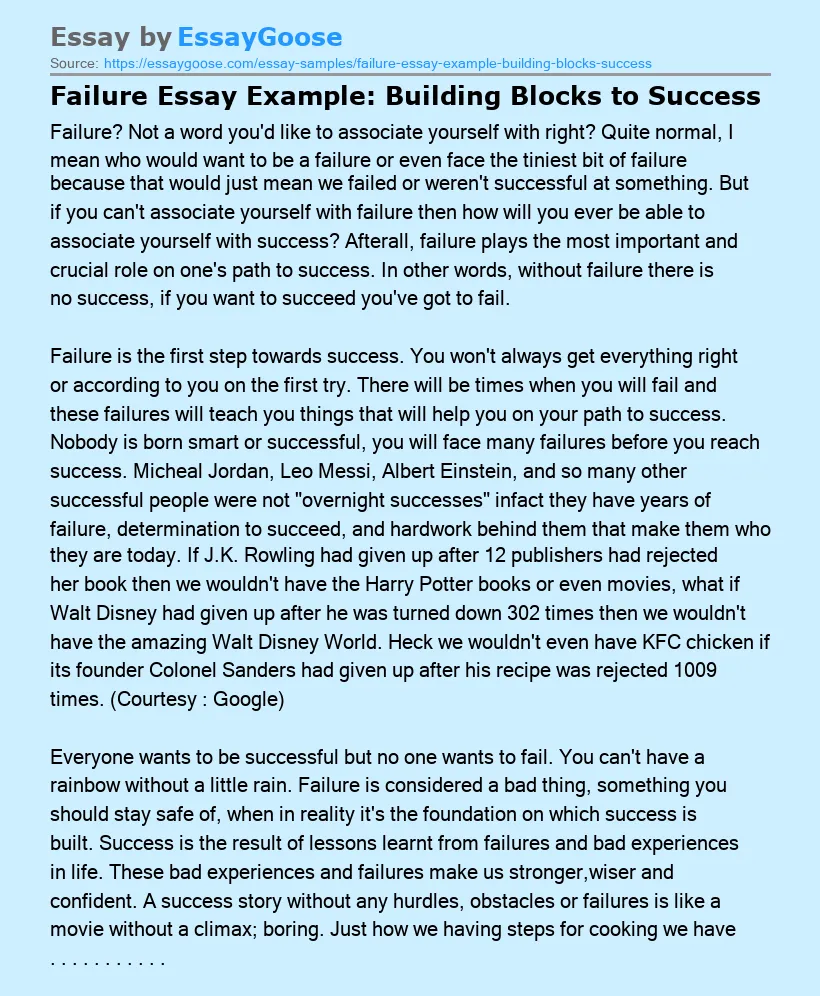 Failure Essay Example: Building Blocks to Success