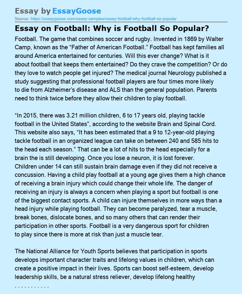 Essay on Football: Why is Football So Popular?