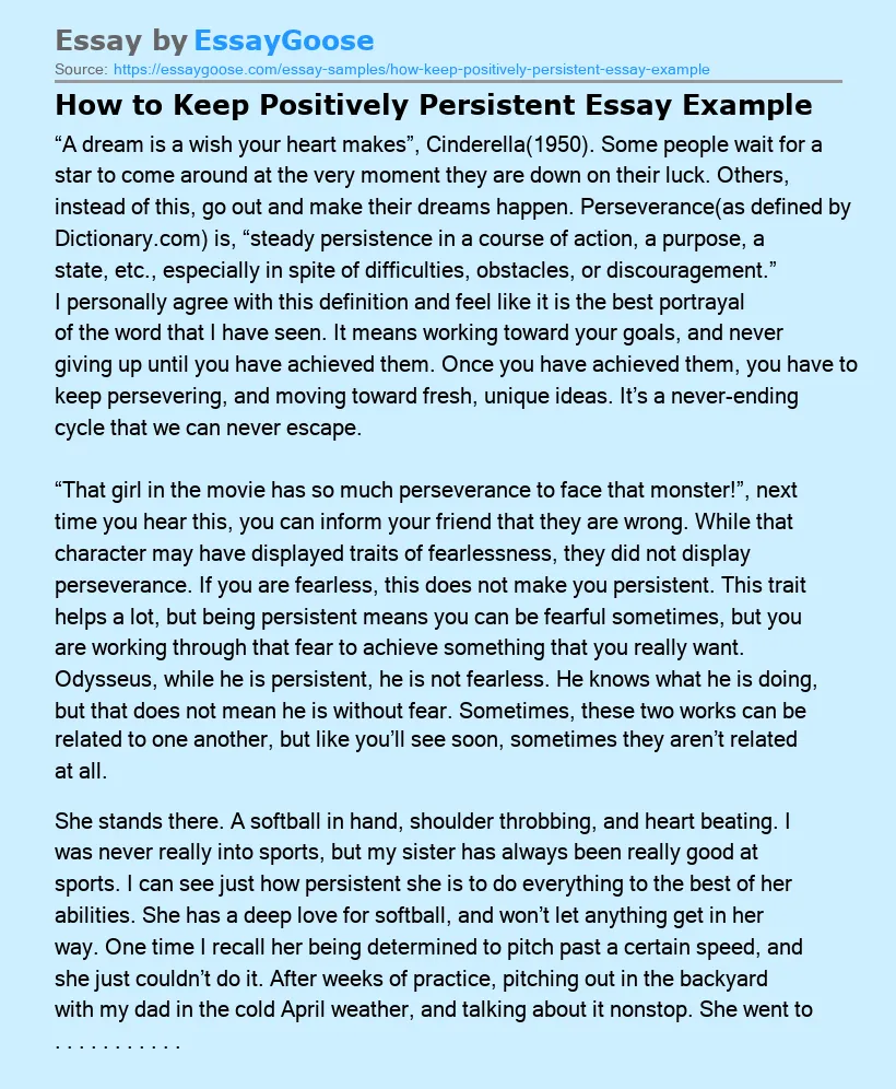 How to Keep Positively Persistent Essay Example