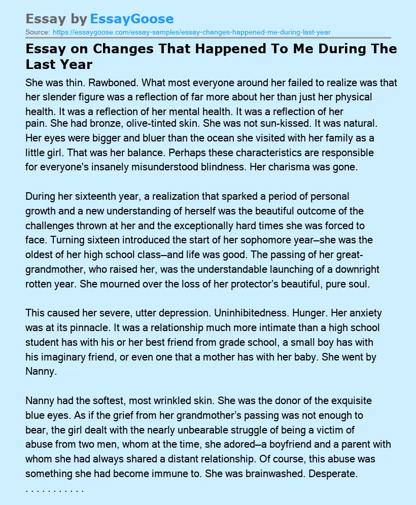 Essay on Changes That Happened To Me During The Last Year