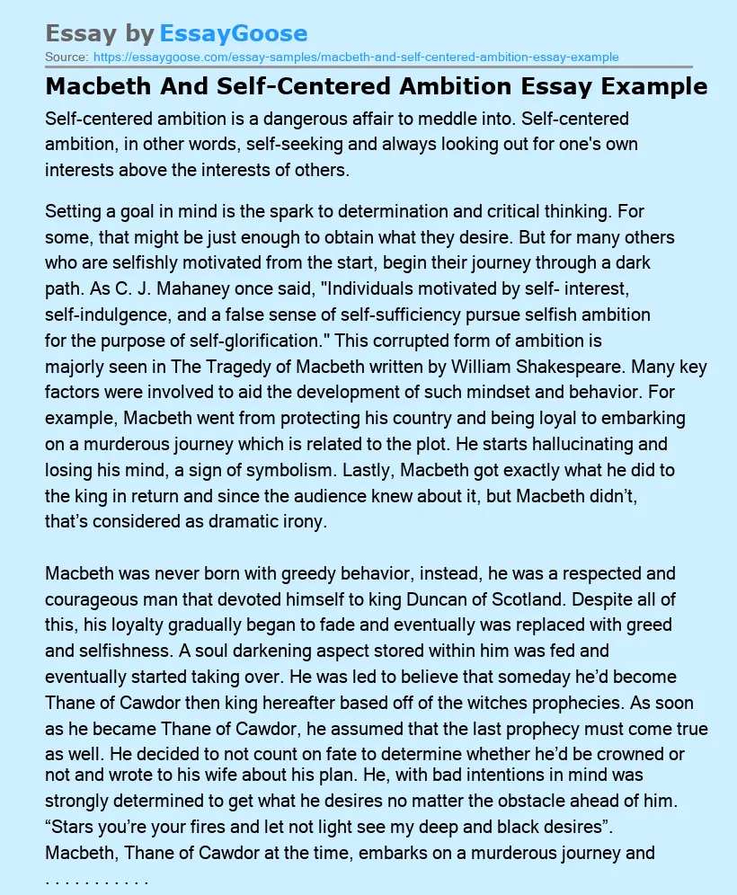 macbeth ambition essay examples